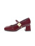 红蜻蜓玛丽珍女鞋2024新款粗跟单鞋复古法式气质高跟鞋红色婚鞋WTB24677 红色 38