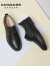 康奈男鞋新款休闲皮鞋 男士商务休闲鞋子圆头软面皮系带款鞋子1167728 黑色 40