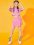 悸呓女童赛博朋克风科技感未来感服装走秀新款儿童网红摄影套装亮片舞 粉色套装(上衣+裙子) 160cm