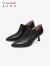 莱尔斯丹冬季款时尚优雅尖头细高跟脚踝靴子脚眼女鞋4T61308 黑色 BKK 38