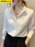 帕芮莉（paruili）衬衫女新款职业西装内搭长袖设计感小众上衣白色衬衣 深灰色 XL