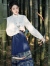 景华年春夏新中式国风女改良汉服复古衬衫上衣一片式织金刺绣马面裙套装 白色上衣（常规） XL