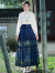 景华年春夏新中式国风女改良汉服复古衬衫上衣一片式织金刺绣马面裙套装 白色上衣（常规） XL