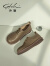 沙驰（SATCHI）沙驰女鞋低跟休闲平底单鞋2024年春季新款假分趾日系小皮鞋乐福鞋 卡其色（L207005B210） 34