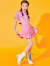 悸呓女童赛博朋克风科技感未来感服装走秀新款儿童网红摄影套装亮片舞 粉色套装(上衣+裙子) 160cm