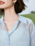 茵曼（INMAN）米雷系列后背开叉衬衫2024夏季女装新款尖角翻领印花衬衣上衣 浅蓝色 S