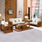 实木沙发组合布艺沙发现代简约新中式沙发1+1+3+茶几+方几/胡桃色#803