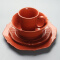 苏氏陶瓷 SUSHI CERAMICS 欧式西餐餐具套装玫瑰花花边西餐盘 水果盘 陶瓷碗 陶瓷水杯 个人4件套组