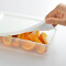 百露密封透明食品收纳盒塑料有盖冰箱冷冻冷藏保鲜盒沥水长方形大小号 米白1.4L