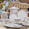 mornenjoy 碗碟套装 景德镇陶瓷器高档骨瓷餐具套装欧式碗盘家用碗筷碗具套装 芳华60件豪华实用配太子煲