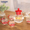 乐美雅 弓箭玻璃水杯耐热水壶球形茶具乐享红色套装6件套 L3633球形茶具6件套(红)
