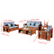 实木沙发组合布艺沙发现代简约新中式沙发含抽屉1+2+3+茶几+方几（胡桃色）#503