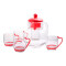 乐美雅 弓箭玻璃水杯耐热水壶球形茶具乐享红色套装6件套 L3633球形茶具6件套(红)