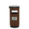 乾越（qianyue） 户外垃圾桶防腐木大号垃圾筒塑胶木室外小区公园木质环保垃圾箱非翻盖 冷轧板+防腐木   咖啡色