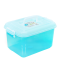茶花塑料收纳盒透明零食杂小物储物盒厨房收纳整理盒袜子内衣内裤收纳盒 海蓝色1只+粉红色1只