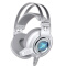 西伯利亚 V2头戴式电竞游戏耳机/USB接口电脑耳机/带话筒震动发光耳机 白色（3.5MM+三插口震动带发光）