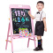 得力（deli）7899 A型架1020*570mm高度可调双面磁性学生白板 儿童画板 粉笔黑板 粉色