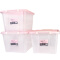 茶花 58L透明磨砂收纳箱整理箱百纳储物盒B2804P*3支装粉色