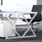 办公屏风职员桌简约现代电脑桌工作卡位钢架4人含椅子（蓝白结合）