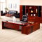 老板桌总裁桌大班台办公桌油漆实木贴皮经理桌2.8米+8门书柜+椅子