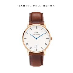 丹尼尔惠灵顿（DanielWellington）DW手表女 34mm金色边皮带超薄女士石英手表带日历DW00100091
