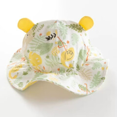 优奇婴儿帽子夏季0-3-6-12个月男女宝宝盆帽遮阳帽款儿童夏天防晒帽 森林密语 S码