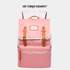 维多利亚旅行者双肩包女士旅行背包大容量15.6英寸电脑包校园情侣款大中学生背包T-2103粉色