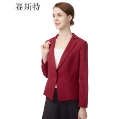 赛斯特新款女装春秋含羊毛西服外套 长袖休闲正装 A0211 红色 CL(170/96)