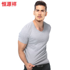 恒源祥（HYX）男士背心 休闲运动短袖t恤 纯色汗衫 一件装 灰色 L(170/95)