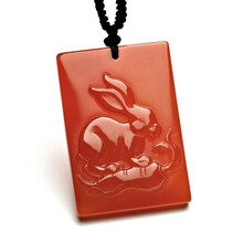 润玺 开光红玉髓平安方牌吊坠 十二生肖吉祥物