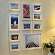 竖版实木<em>照片墙</em> 宜家风格<em>玄关</em>走廊背景墙 创意