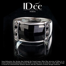 法国IDee<em>黑玛瑙戒指女</em> 复古宝石戒子独特食指