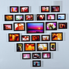 天字一号 <em>28</em>框实木<em>照片墙</em>心形相框墙相片墙 相