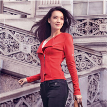 舒淇FILA斐乐正品<em>秋季女款</em>超短纯棉针织<em>外套</em>