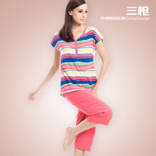 <em>三枪</em> 家居服 女式<em>睡衣女士</em>垂棉亦袖中裤春夏新