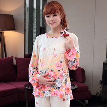 2014<em>秋冬</em>新品<em>纯棉</em>女<em>长袖</em>圆领印花<em>孕妇睡衣</em>家