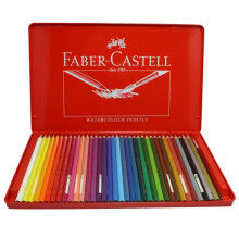 德国辉柏嘉（Faber-castell）水溶性彩铅笔彩色铅笔36色涂色填色彩笔绘画笔套装115937（红铁盒装）