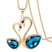 拉 天鹅<em>毛衣</em>链长款韩国时尚绿色<em>水晶</em>大牌<em>长项</em>