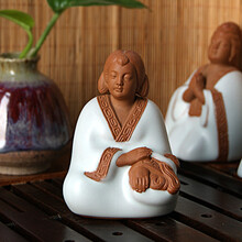 三义成人物<em>茶宠</em>摆件四大<em>美女</em>系列 汝窑西施浣