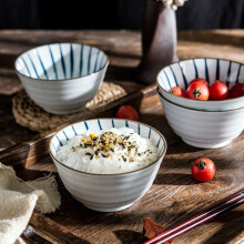 京东超市亿嘉 陶瓷碗4个装4.5英寸饭碗 日式手绘釉下彩甜品碗水果碗沙拉碗微波炉碗家用碗 兰草系列