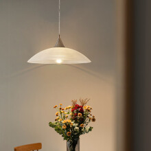 EGLO餐厅吊灯现代简约北欧创意艺术手工绕丝玻璃 单头波纹灯罩【直径42cm】