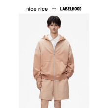 nice rice好饭 x LABELHOOD渐变水洗320G棉连帽开衫卫衣NGX04088 渐变琥珀（320G） XL
