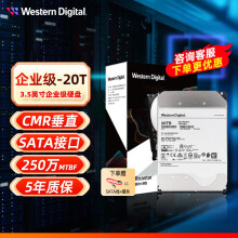 西部数据（WD） 企业级硬盘 3.5英寸SATA6Gb/s 7200转服务器NAS网络存储 机械硬盘 20TB 企业级WUH722020BLE6L4