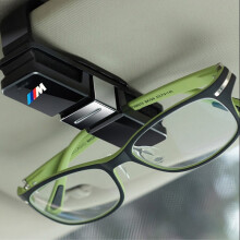 一宾 汽车用品车载眼镜架夹多功能车用眼睛夹遮阳板停车卡收纳墨镜夹 宝马标 黑色眼镜夹