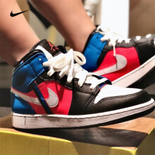 耐克（NIKE）新款女鞋AIRJORDAN1MIDAJ1运动鞋篮球鞋透气休闲鞋 CV4891-001 AJ1黑红蓝/彩色拼接 37.5