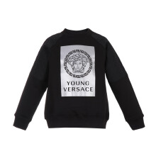 young versace 范思哲 奢侈品童装 男童黑色棉质美杜莎人头像插肩卫衣