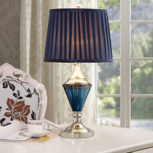 DOREN蓝色水晶台灯卧室床头灯温馨现代简约客厅地中海欧式台灯装饰灯