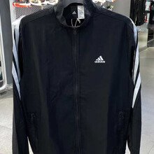阿迪达斯 （adidas）外套男装新款运动休闲防风衣梭织透气跑步训练连帽夹克 HJ9944黑色 XL
