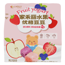 家禾丽（J.HOLLY）袋装韩国优格水果酸奶益生菌溶豆豆儿童小零食苹果草莓蓝莓 袋装综合口味 内含三种口味
