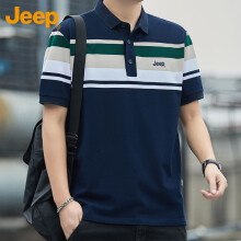吉普（JEEP）短袖T恤男夏季Polo商务休闲衫男士潮流凉感衣服男装 宝蓝 XL